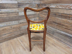 Antique Mahogany Balloon Backed Fully Upholstered Designer Fabric
