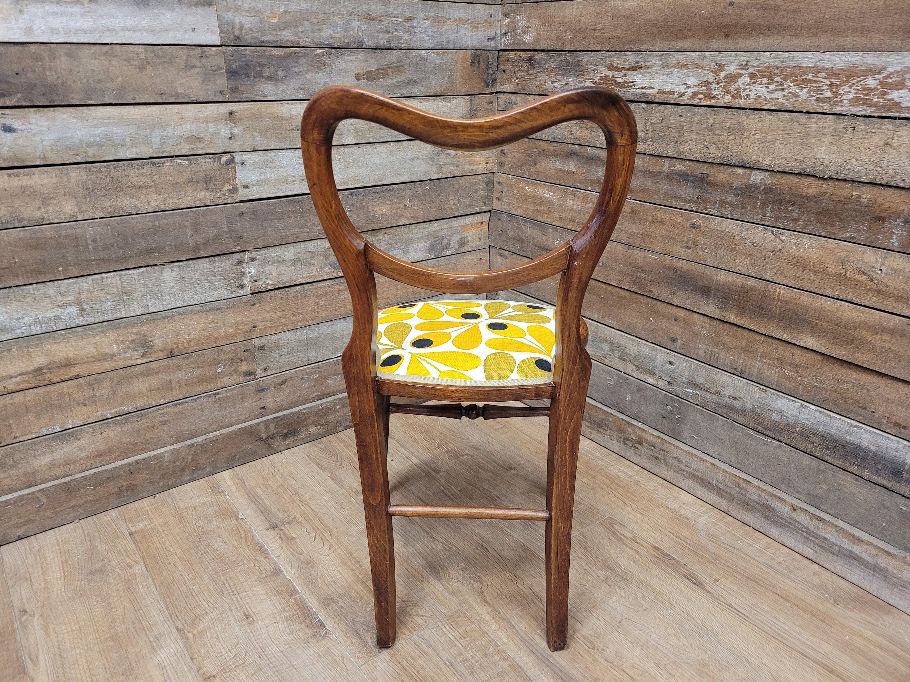 Antique Mahogany Balloon Backed Fully Upholstered Designer Fabric