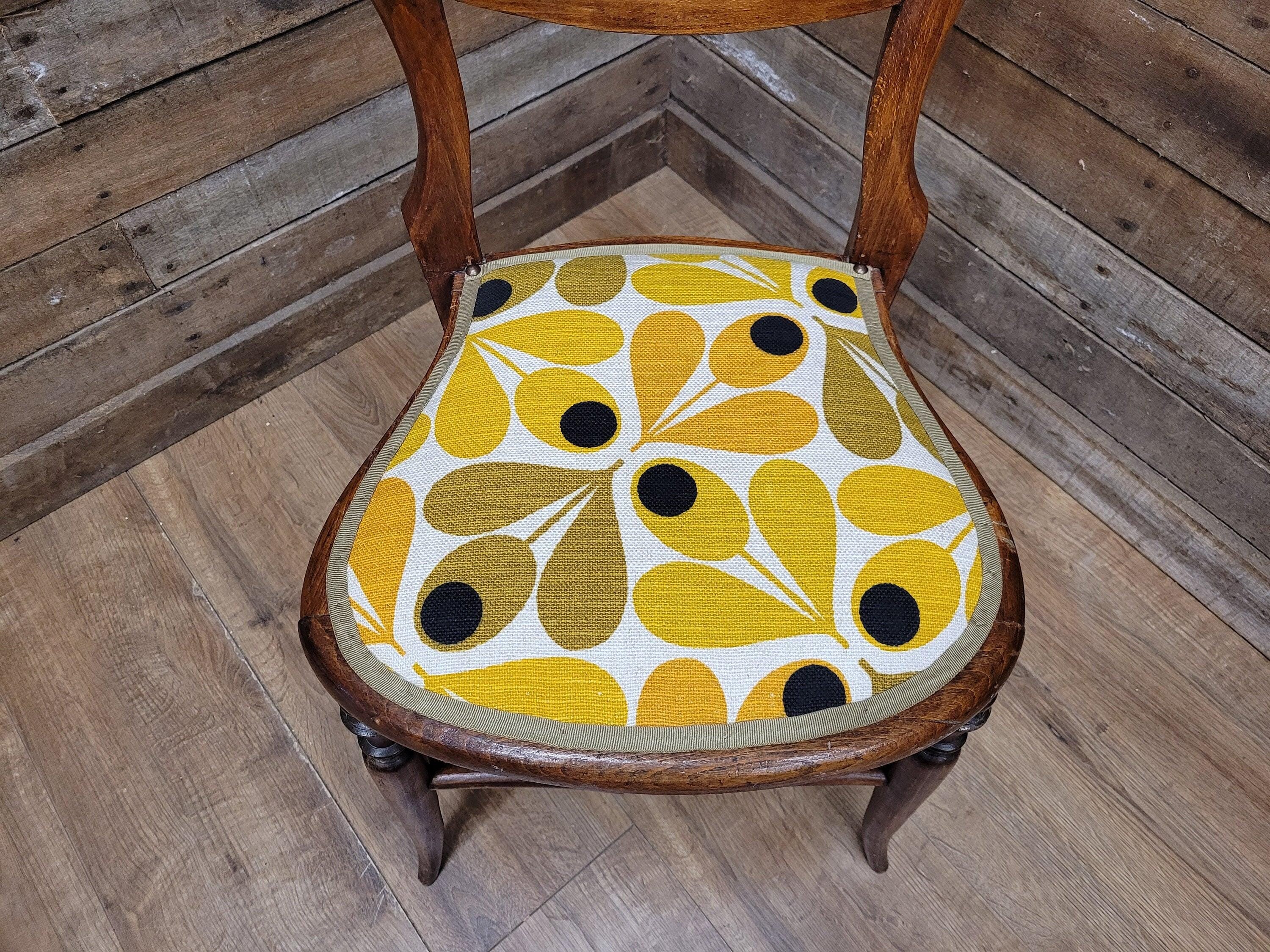 Antique Mahogany Balloon Backed Fully Upholstered Designer Fabric