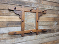 Antique Arts And Craft Oak Wall Mirror With Coat Hat Pegs