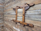 Antique Arts And Craft Oak Wall Mirror With Coat Hat Pegs