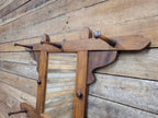 Antique Arts And Craft Oak Wall Mirror With Coat Hat Pegs