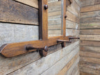 Antique Arts And Craft Oak Wall Mirror With Coat Hat Pegs