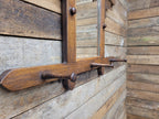 Antique Arts And Craft Oak Wall Mirror With Coat Hat Pegs