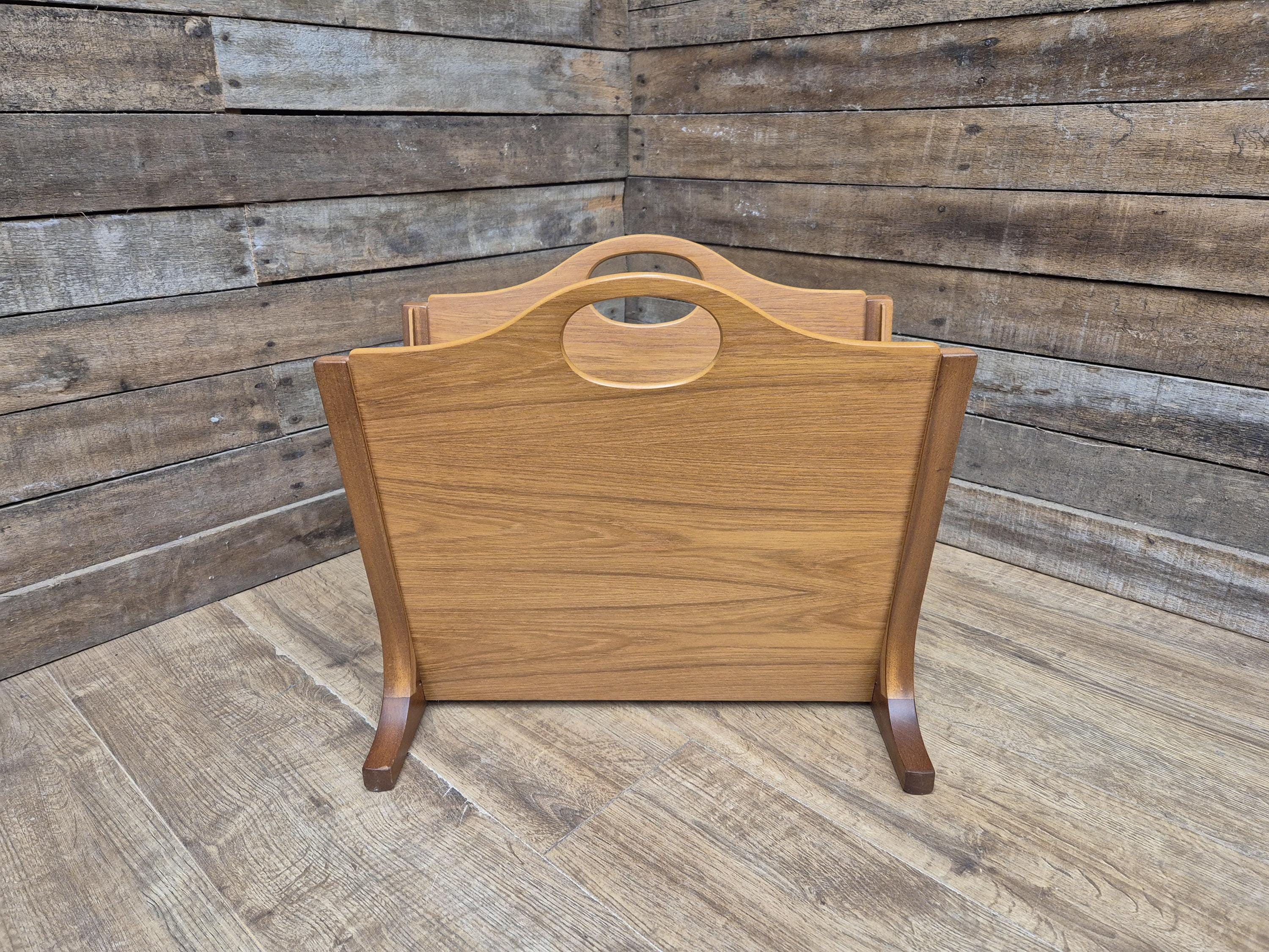 Mid Century Modern Danish Influenced Teak Magazine Rack By Parker Knoll