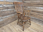 Antique Distressed Country House Lath Back Grandfather Oak And Elm Windsor Chair