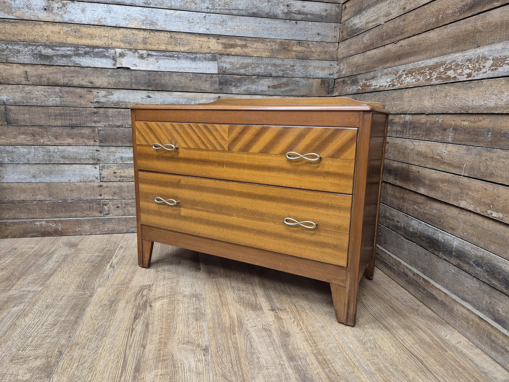 Mid Century Lebus Two Drawer Chest of Drawers Vintage Chic Deep Bottom Drawer