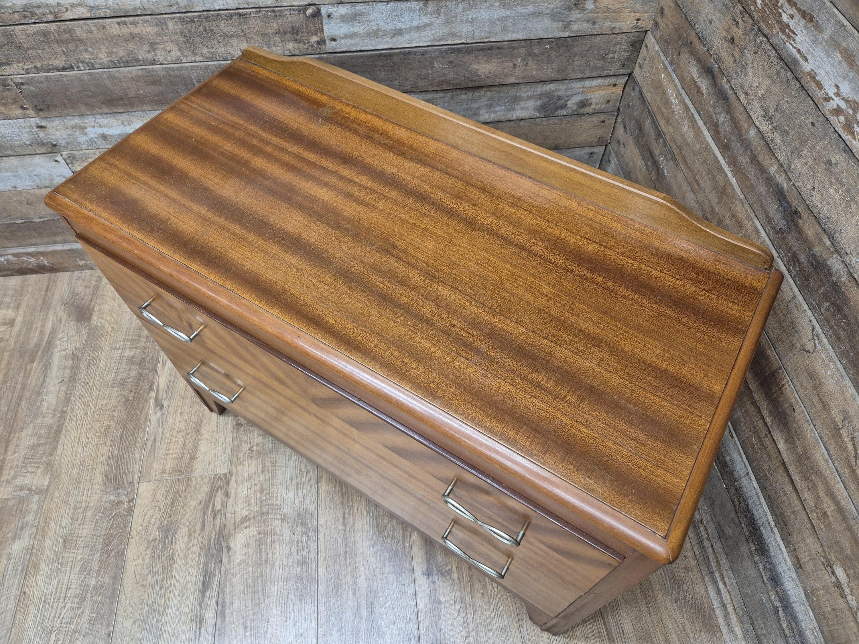 Mid Century Lebus Two Drawer Chest of Drawers Vintage Chic Deep Bottom Drawer