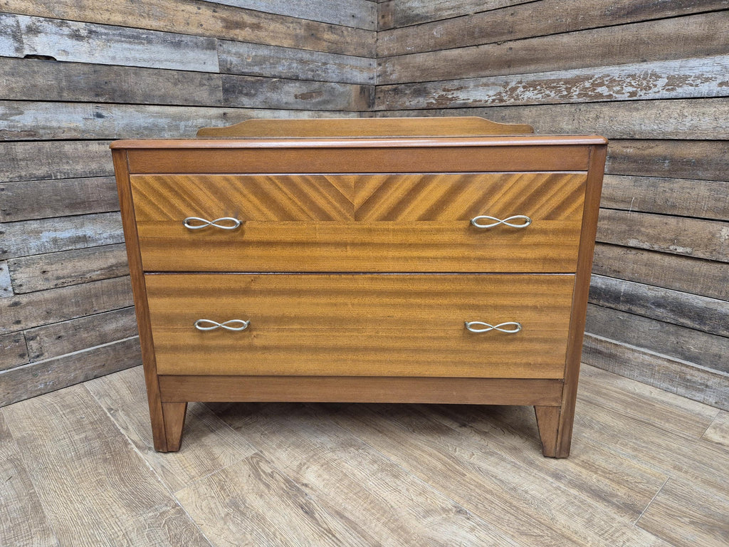 Mid Century Lebus Two Drawer Chest of Drawers Vintage Chic Deep Bottom Drawer
