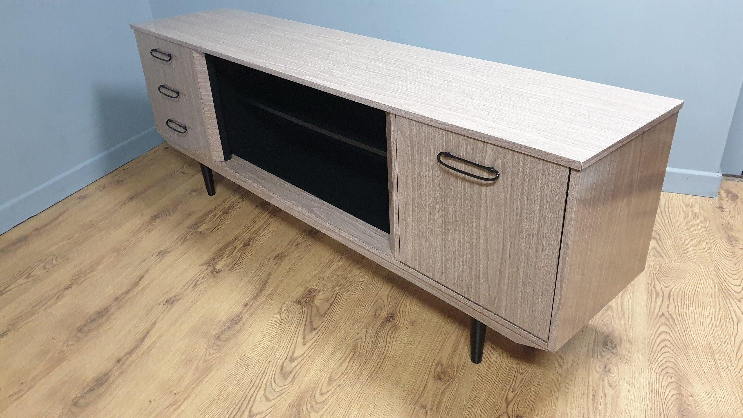 Mid Century Retro Formica Sideboard Long John Credenza Drinks Cabinet Pin Legs