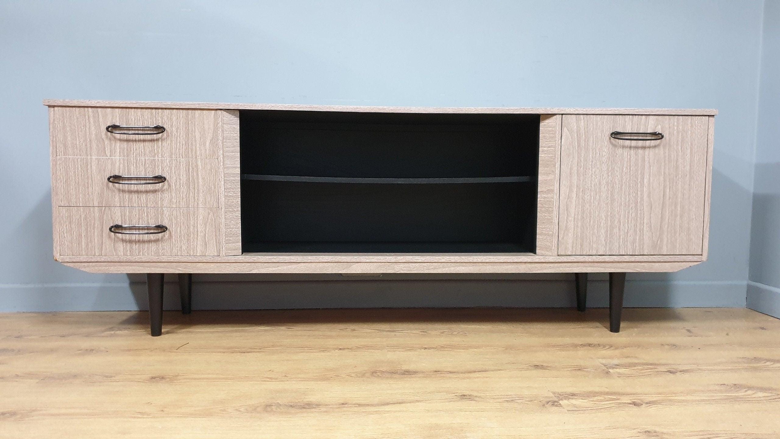 Mid Century Retro Formica Sideboard Long John Credenza Drinks Cabinet Pin Legs