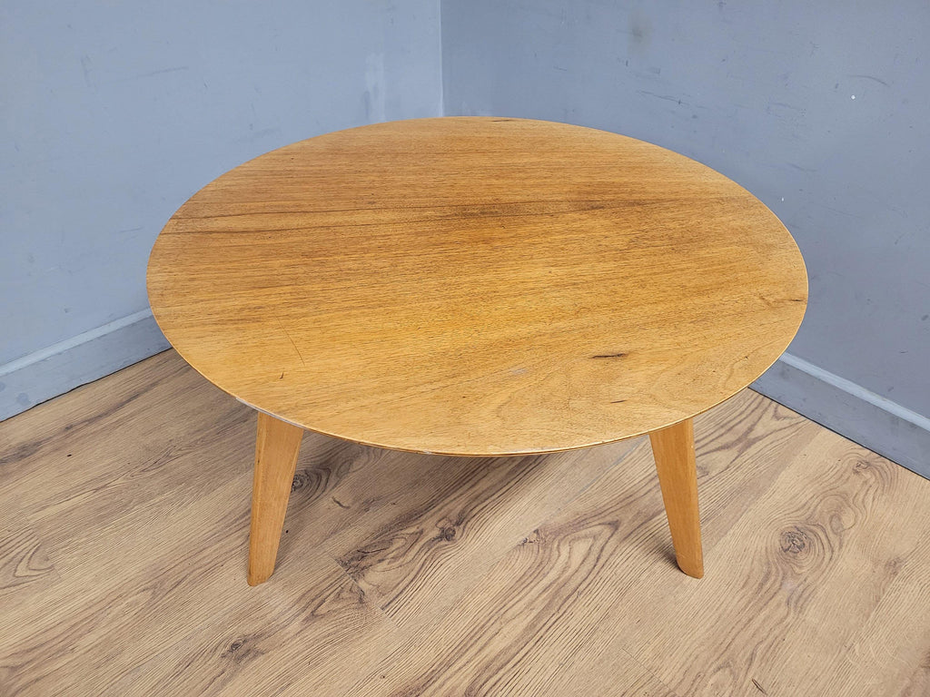 Mid Century Circular Blonde Coffee Table On Tapered Legs Retro Chic