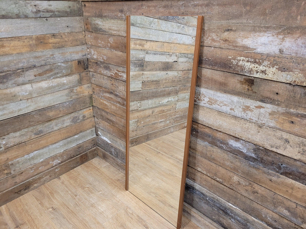 Full Length Mid Century Teak Rectangular Wall Mirror Retro Chic #A1