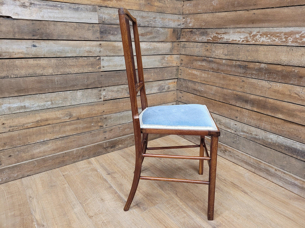 Antique Edwardian Hall or Bedroom Chair Fret Back Inlaid Marquetry Detailing