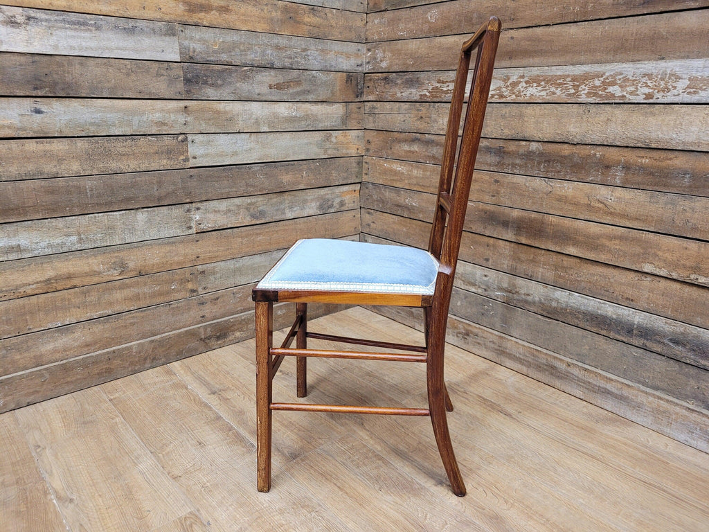 Antique Edwardian Hall or Bedroom Chair Fret Back Inlaid Marquetry Detailing