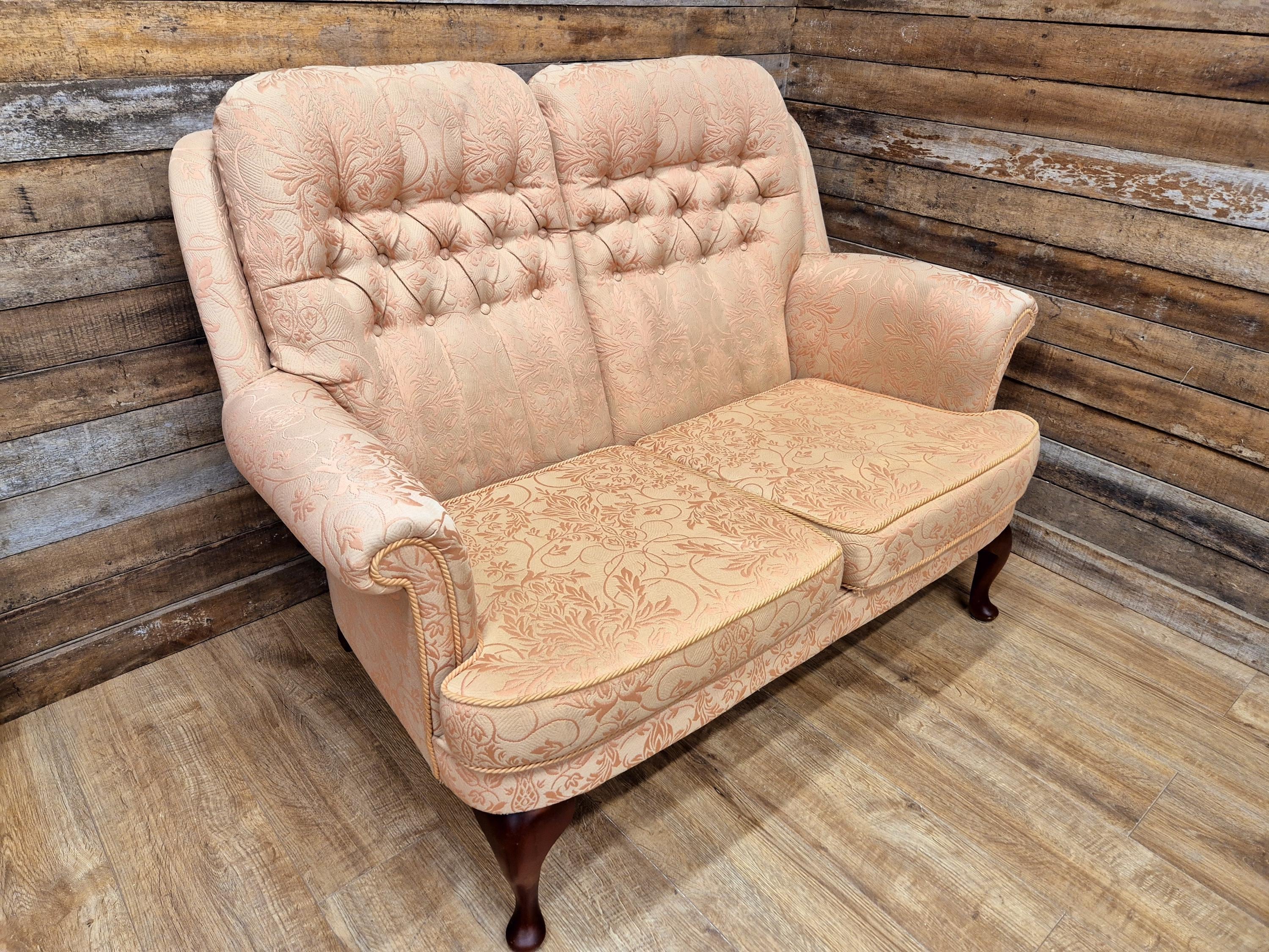 Vintage Pink Damask Two Seater Country House Sofa Settee