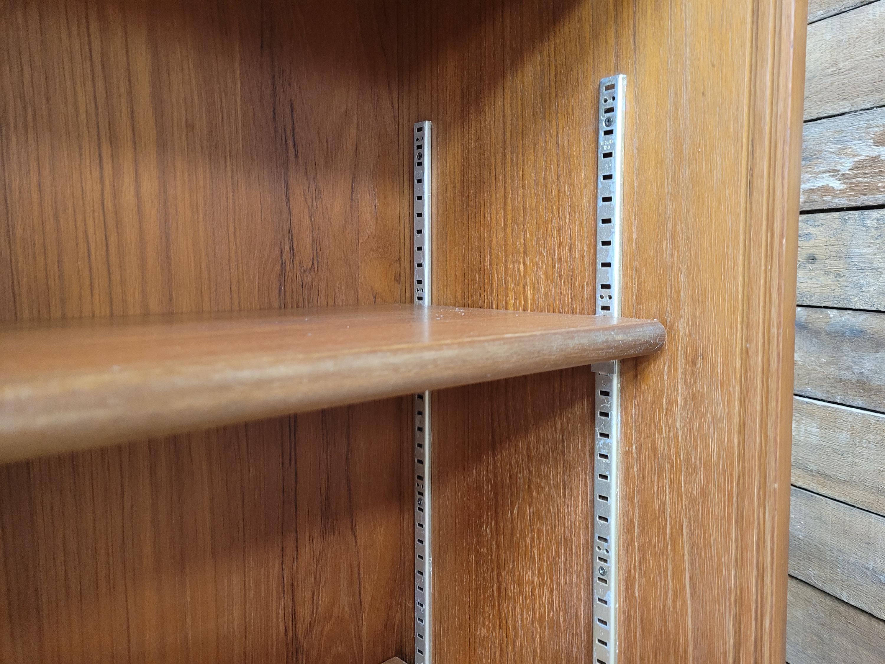 Mid Century Up Cycled Teak Glazed Bookcase Two Adjustable Shelves Black Detail