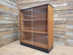 Mid Century Up Cycled Teak Glazed Bookcase Two Adjustable Shelves Black Detail