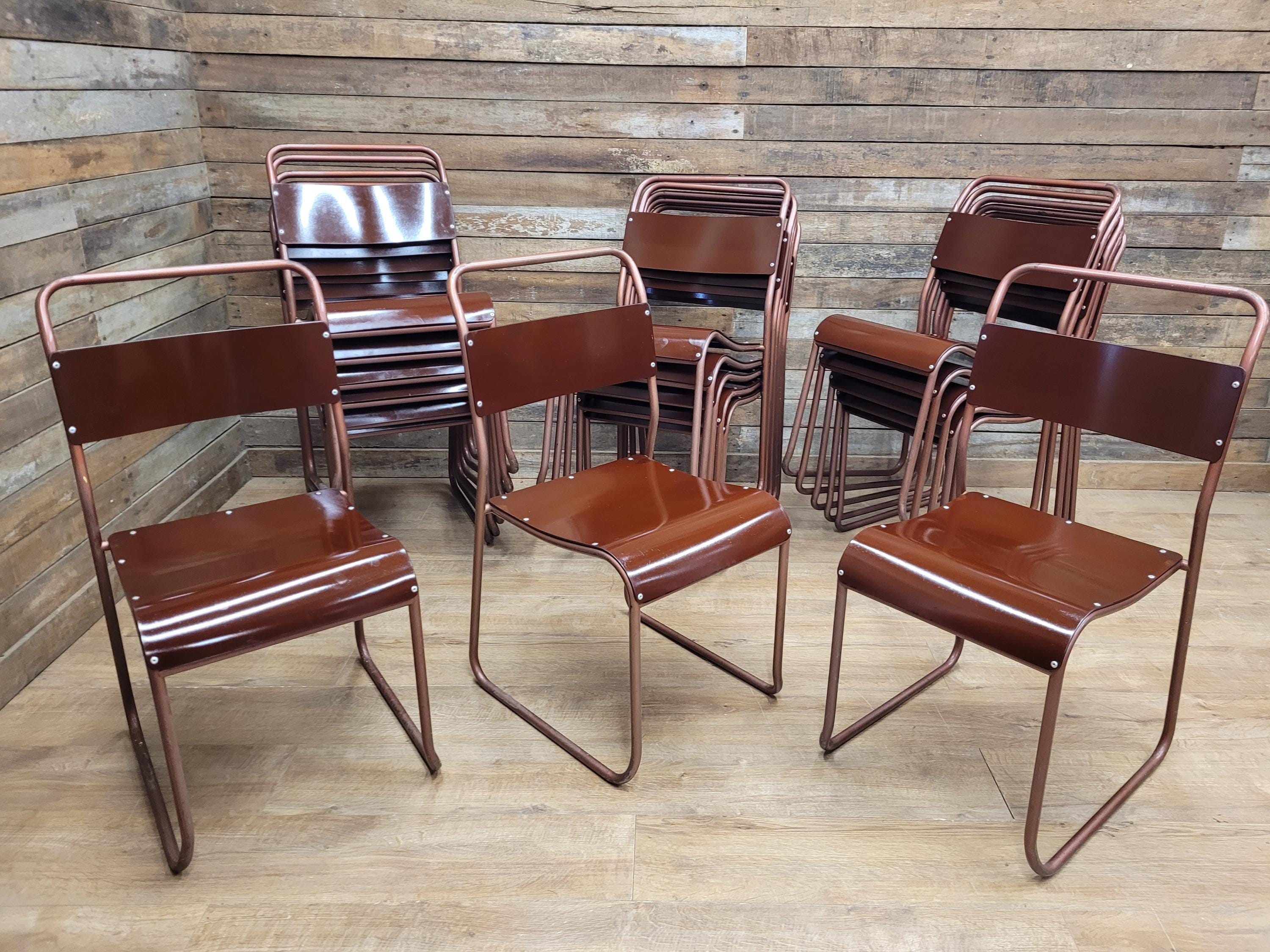 Tubular Metal Vintage Retro Industrial Stacking Chairs Retro Chic ONLY 1 LEFT