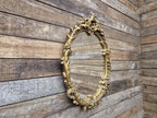 Vintage Plaster Rococo Gold Gilt Style Ornate Oval Mantle Wall Mirror