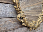 Vintage Plaster Rococo Gold Gilt Style Ornate Oval Mantle Wall Mirror