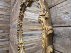 Vintage Plaster Rococo Gold Gilt Style Ornate Oval Mantle Wall Mirror