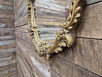 Vintage Plaster Rococo Gold Gilt Style Ornate Oval Mantle Wall Mirror