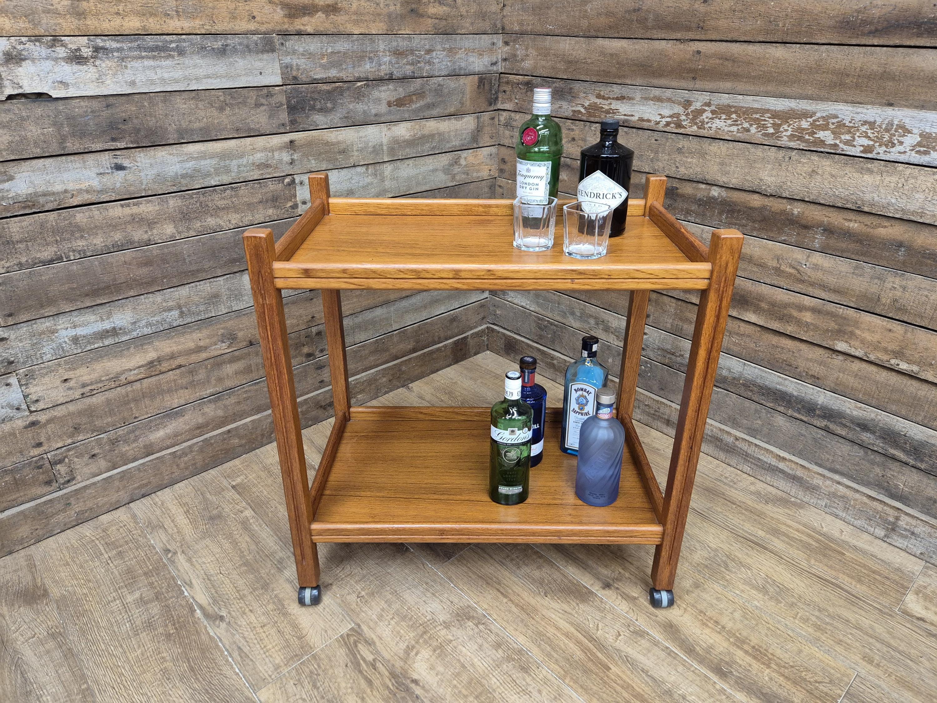 Two Tier Mid Century Drinks Cocktail Trolley Retro Home Bar