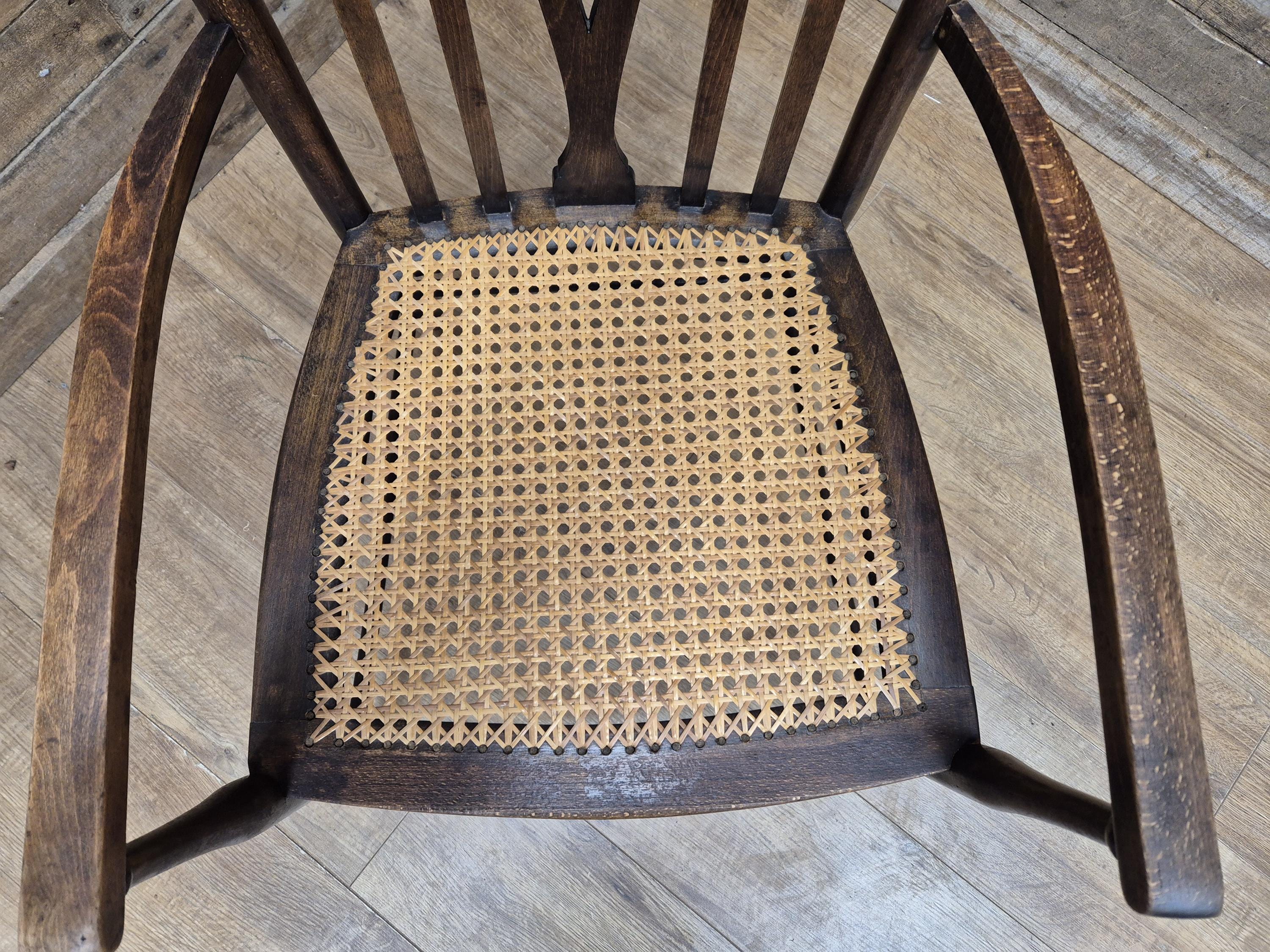 Late 19thC Arts & Craft Open Armchair Bergere Reed Seat Antique Hall Chair