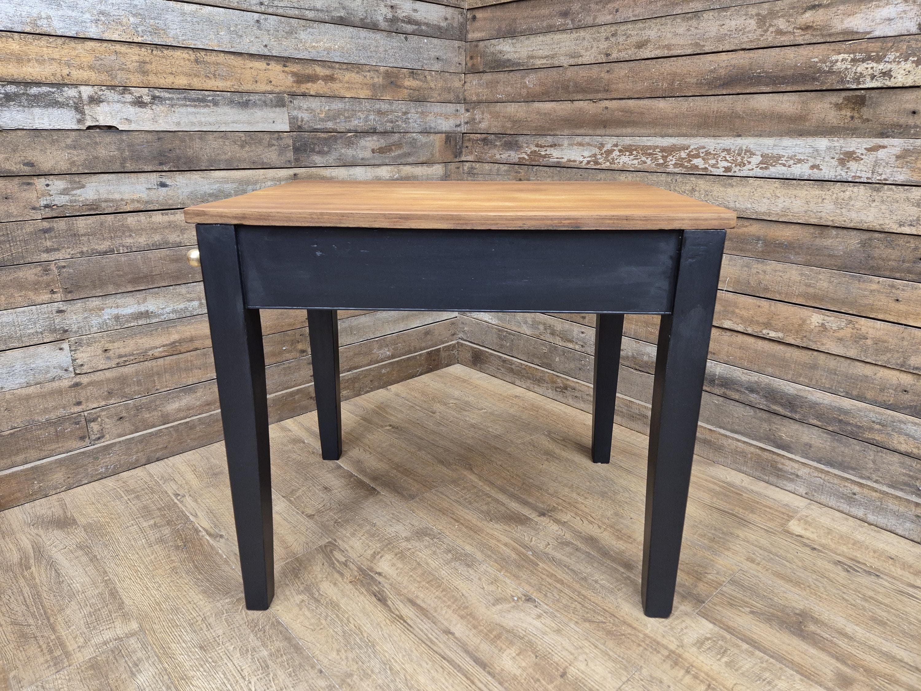 Victorian Mahogany Kitchen Table Black Painted Frame With Drawer Brass Handle
