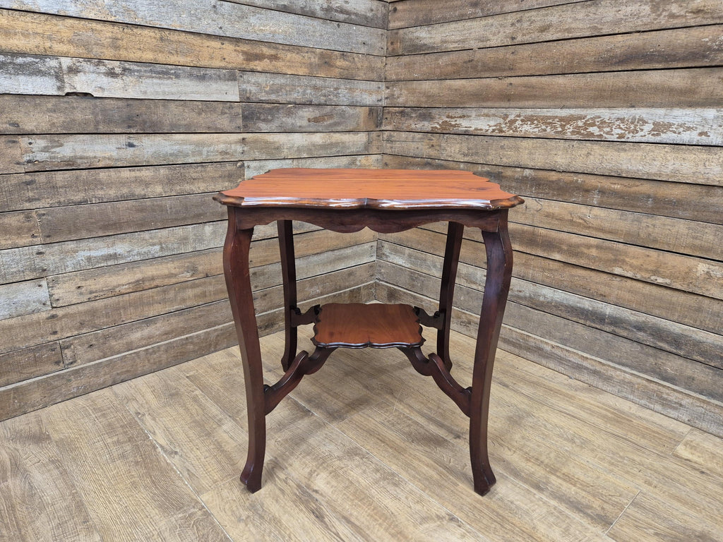 Vintage Mahogany Two Tier Shaped Side Table With Sabre Legs