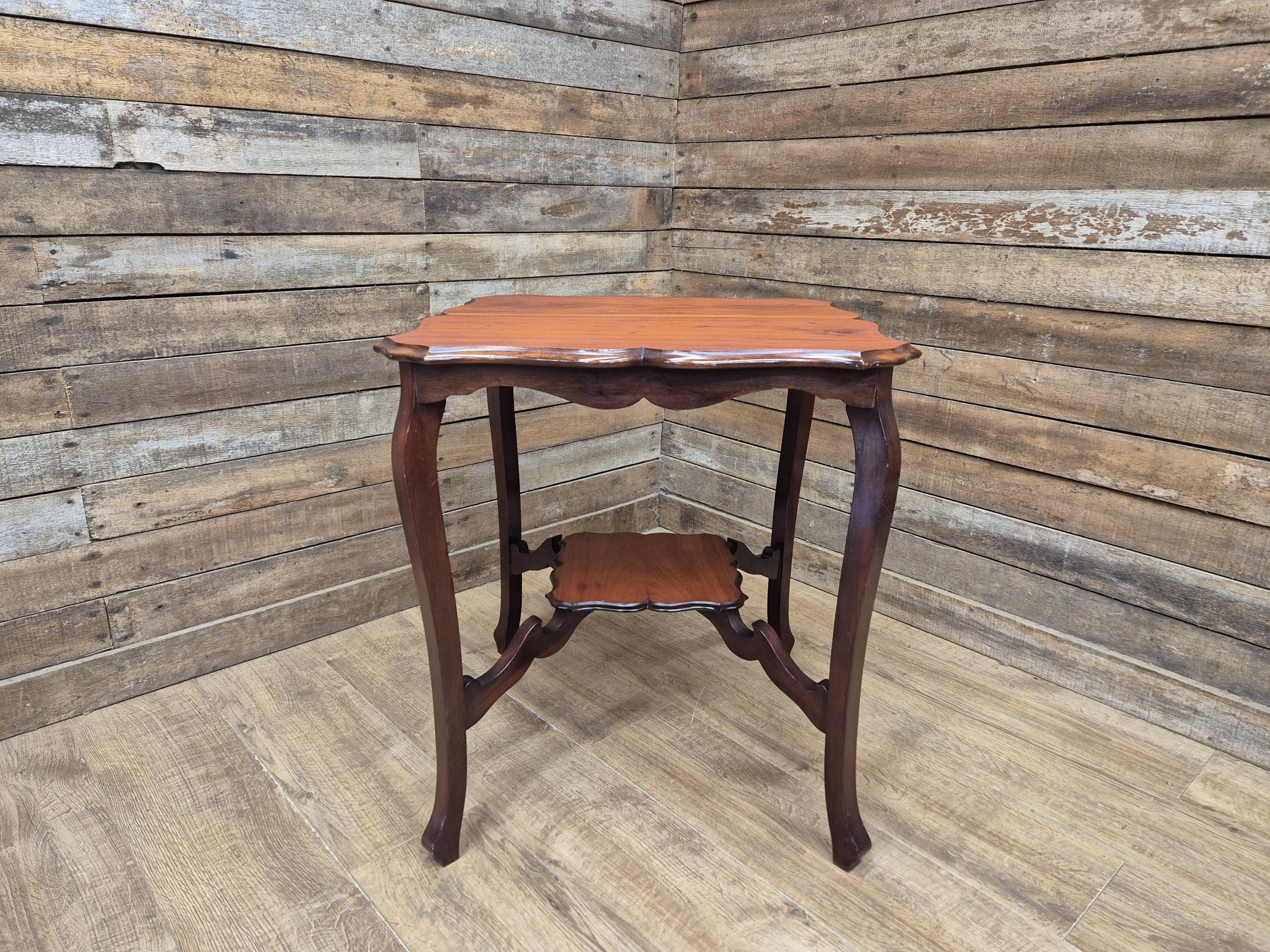 Vintage Mahogany Two Tier Shaped Side Table With Sabre Legs