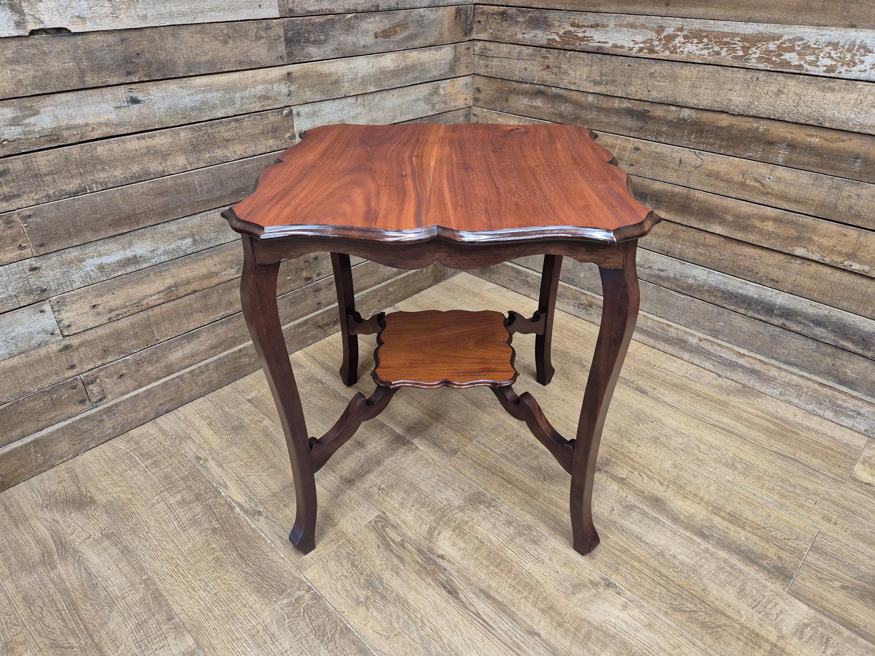 Vintage Mahogany Two Tier Shaped Side Table With Sabre Legs
