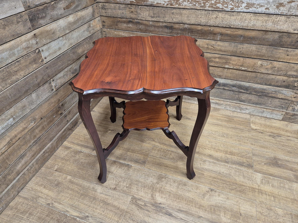 Vintage Mahogany Two Tier Shaped Side Table With Sabre Legs