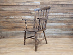 Country House Antique Distressed Lath Back Grandfather Oak And Elm Windsor Chair