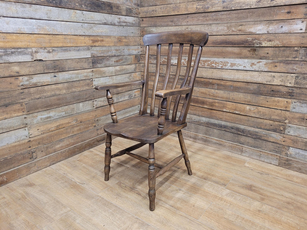 Country House Antique Distressed Lath Back Grandfather Oak And Elm Windsor Chair