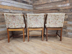 Vintage Oak Mid Century Arched Dining Chairs Set of 3 Floral Upholstery