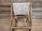 Vintage Oak Mid Century Arched Dining Chairs Set of 3 Floral Upholstery