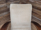 Vintage Art Deco Bentwood Lounge Chair Curved Oak Arms Beige Fabric