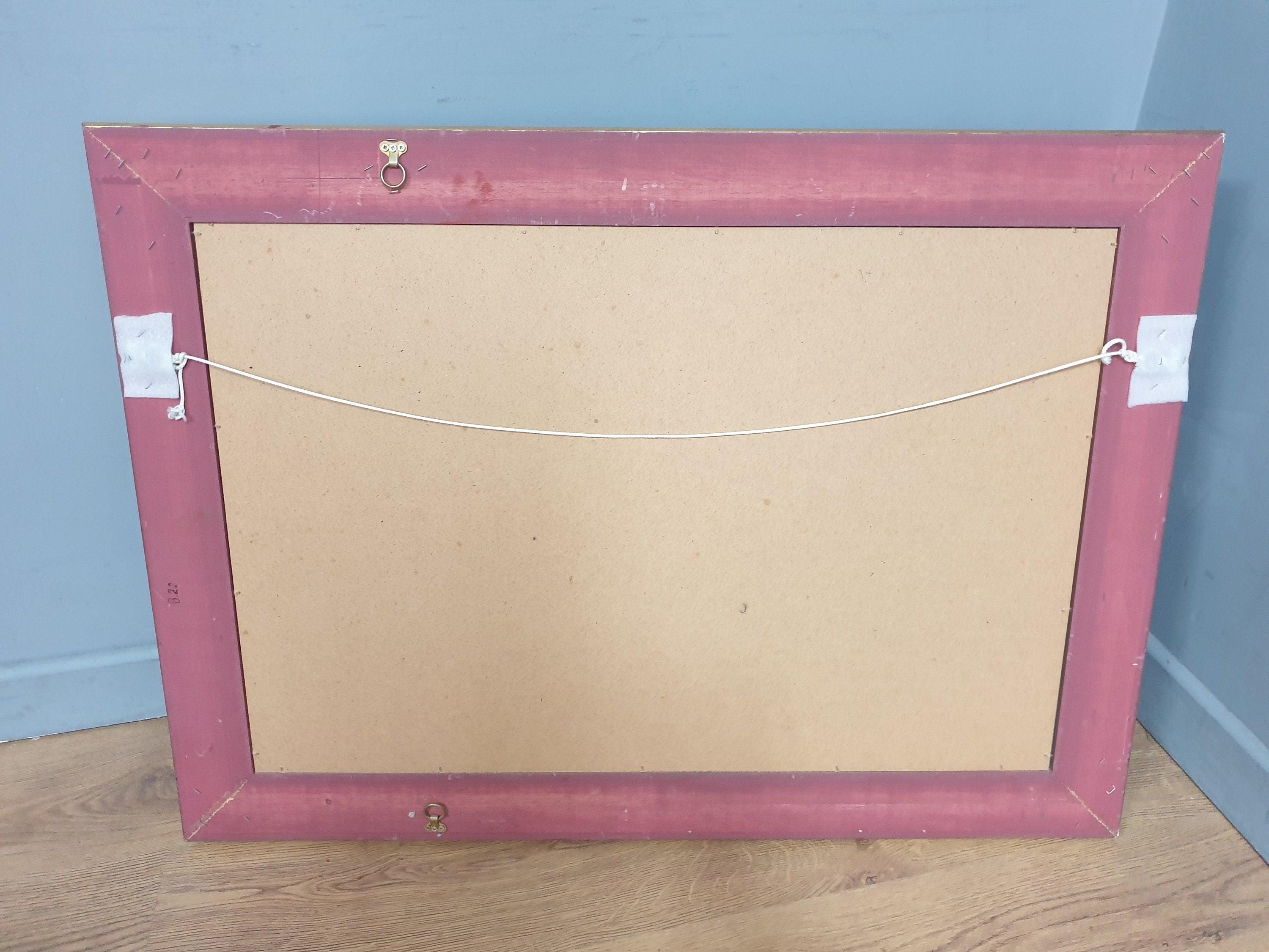 Large Vintage Mantle Wall Mirror Ornate Gold Framed Bevel Edge Distressed Glass