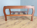 Mid Century Rare Curved Leg Teak Coffee Table Tinted Glass Magazine Rack