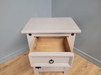 Vintage Shabby Chic Hand Painted Bedside Cabinet Black Iron Detail