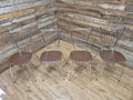 Four Retro Chrome Bistro Stacking Chairs Faux Tan Leather Seats Tubular Legs