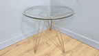 Mid Century Retro Style Tri Legged Glass Topped Coffee End Table Hairpin Legs