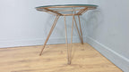 Mid Century Retro Style Tri Legged Glass Topped Coffee End Table Hairpin Legs