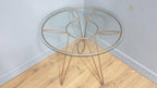 Mid Century Retro Style Tri Legged Glass Topped Coffee End Table Hairpin Legs