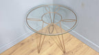 Mid Century Retro Style Tri Legged Glass Topped Coffee End Table Hairpin Legs