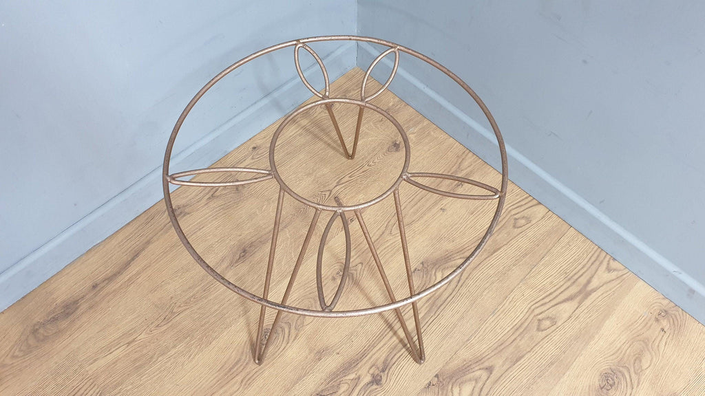 Mid Century Retro Style Tri Legged Glass Topped Coffee End Table Hairpin Legs