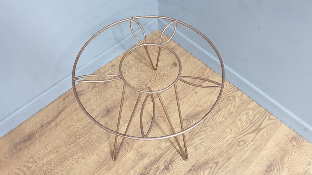 Mid Century Retro Style Tri Legged Glass Topped Coffee End Table Hairpin Legs