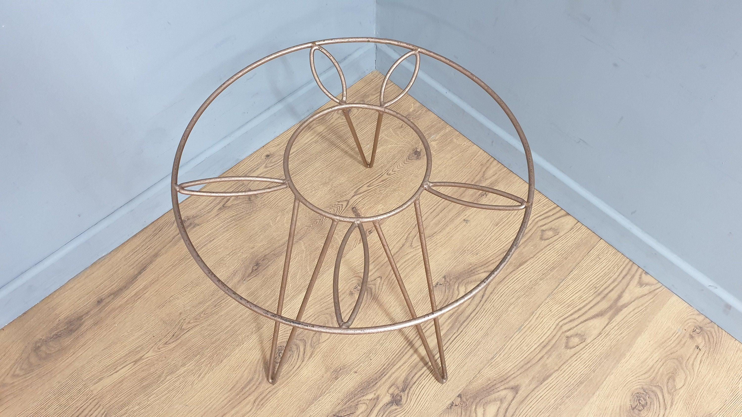 Mid Century Retro Style Tri Legged Glass Topped Coffee End Table Hairpin Legs